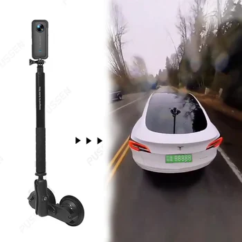 1 אינץ ' כדור בראש כפול שטוח המכונית יניקה מחזיק כוס עם הבלתי נראה Selfie המקל Insta360 X3 אחד Rs אחד X2 GoPro מקס אביזר