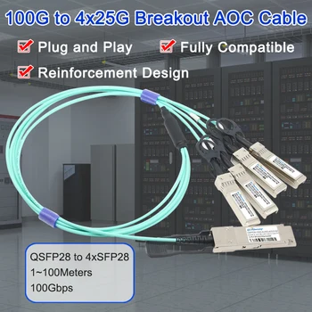100 גר ' QSFP28 כדי 4xSFP28 AOC בכבלים במהירות גבוהה פעיל הפריצה Cable 1m 2m 3m, 5m 10m 30m QSFP28 כדי SFP28 פעיל כבל אופטי