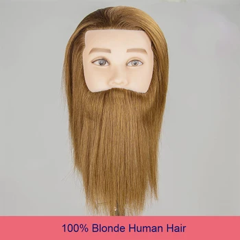 100% שיער אדם זכר הכשרה בובת הראש על מעצבי שיער גברים בובה ראש עם שיער אדם manequim הראש של הבובה