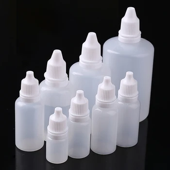 100pcs טפי בקבוקים Squeezable עין השליכו בקבוק פלסטיק ריק נוזלי טיפות 3ml מבחנה 5ml 10ml 15ml 20ml 30מ 