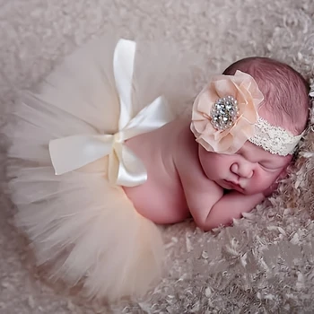 19 סוגים טוטו חצאית היילוד צילום בגדי התינוקת הראשונה יום ההולדת בתלבושת תינוק פעוט בגדים טול נפוחה בגימור החצאית