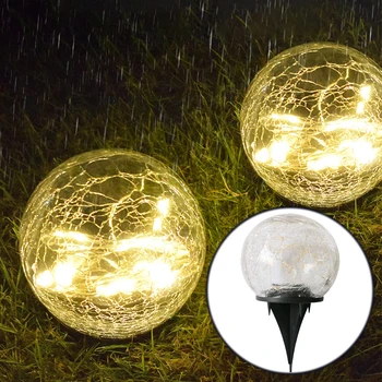 1X סולארית מנורת Led חיצוני המשפט סדק זכוכית כדור אור עמיד למים קבור בגינה דשא מנורת המרפסת פריסת קישוט חג המולד
