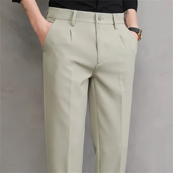 2022 הקיץ דק המכנסיים קוריאה סגנון לבוש קבוע מתאים לעסקים בראון שמלה לבנה מכנסיים לגברים