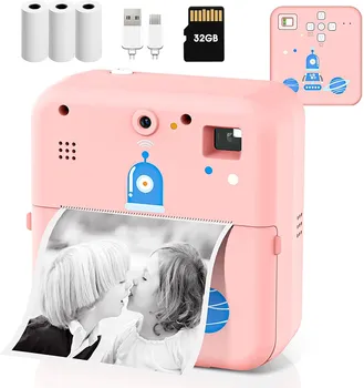 2023 ילדים Instant Print מצלמה מיני נייד מדפסת תרמית אפס-דיו ילדים צילום מצלמה עם עינית עבור בנות בנים מתנה