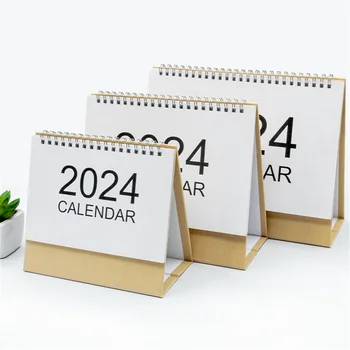 2024 לוח הזמנים תעמוד השנה מתכננת פשוטה יומי מתזמן חודשי קיפול הפוך את לוח המשרד הספר הביתה.