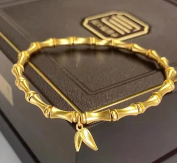 24k זהב טהור צמיד לנשים 999 זהב אמיתי במבוק צמידים צמיד אלסטי
