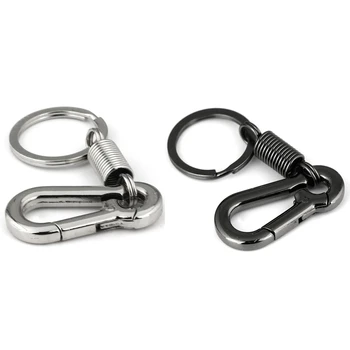 2X חסון Carabiner מפתח שרשרת, מפתח, טבעת מלוטשת מפתח שרשרת אביב מפתחות העסק המותניים מפתחות, כסף & שחור