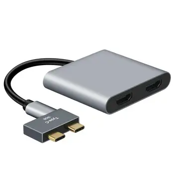 3 ב-1 USB-C-Hub 100W משטרת Type-C ל-Dual HDMI תואם-רכזת USB-C תחנת עגינה ל-USB-C מתאם עבור ה-MacBook Pro/Air 2018-2020