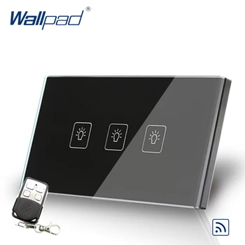 3 כנופיות 1 דרך החלפה מרחוק 118*72mm לנו Wallpad זכוכית שחורה RF Broadlink Wifi תמיכה 3 כנופיות מתג שליטה מרחוק משלוח חינם