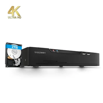 4K 8MP HD Ultra 8 ערוץ tuya אבטחה חכמה פו NVR זיהוי תנועה 8 port poe nvr רשת מקליט וידאו עם 2TB HDD