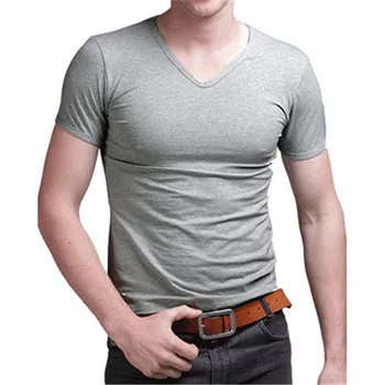 A1340Summer חדש לגברים חולצות מוצק צבע סלים מגמה מקרית עם שרוול קצר האופנה