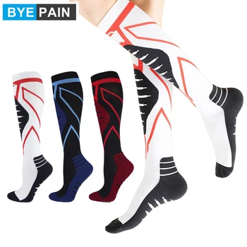 BYEPAIN 1Pair דחיסה גרביים עבור נשים & גברים מחזור - סיים את לימודיו תומך גרביים לריצה, ספורט