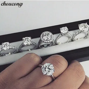 choucong סוליטר טבעת כסף סטרלינג 925 אני בחוץ cz אירוסין טבעת נישואין טבעות להגדיר עבור נשים גברים הצהרה תכשיטים