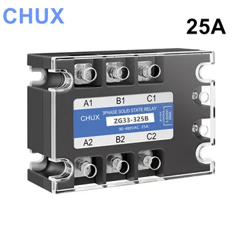 CHUX שלושה שלבים של מצב מוצק ממסר SSR 25 א DC-AC SSR 25DA Solid State Relay 25 א DC-AC (ZG33-25DA) משלוח חינם