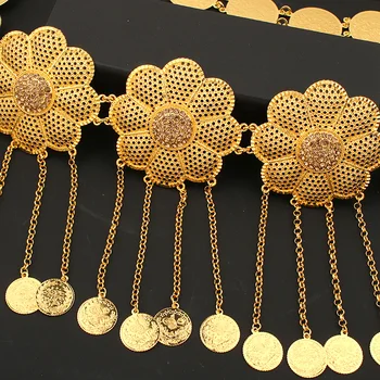 Dicai ריקודי בטן המותניים שרשרת מטבע מצופה זהב תליון הערבי תכשיטים חתונה מרוקאית חגורת נשים בגוף שרשרת כלה מתנות