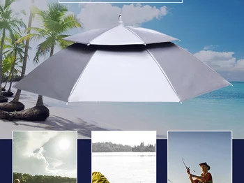 Double Layer Windproof הגנת UV מתקפל ראש מטריה דיג מטריה כובע הכובעים מטריה קרם הגנה שמשיה הכובע