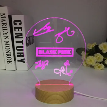 K-סבא היופי קבוצות שחורים ורוד 3D Led אשליה אורות ליל יצירתי מתנה לחברים ניאון מנורת לבה עיצוב חדר השינה