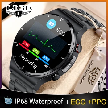 LIGE שעון חכם PPG+א. ק. ג מלא מסך מגע ספורט טמפרטורה קצב הלב, לחץ הדם ניטור חכם שעונים עבור אנדרואיד IOS