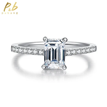PuBang תכשיטים יפים 100% כסף סטרלינג 925 באגט 5*7MM Moissanite טבעת יהלום עבור נשים האירוסין הנוצצת משלוח חינם