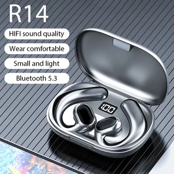 R14 TWS Fone Bluetooth אוזניות אלחוטיות אוזניות הולכה עצם תצוגת LED אוזניות סטריאו ספורט אוזניות עבור iPhone Xiaomi
