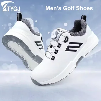 TTYGJ גולף נעלי גברים מזדמנים נעלי ספורט נוחים החלקה עמיד למים סיבובי כפתור השרוכים בלי קוצים