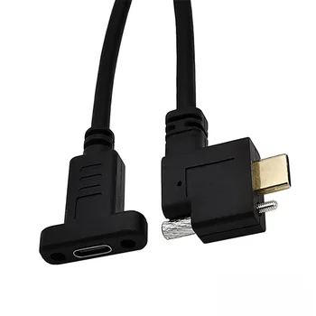 USB 3.1 מרפק מסוג-C נתונים כבל מצופה זהב 16 הליבה 5a זכר על נקבה עם אוזן בורג קבוע כבל מאריך