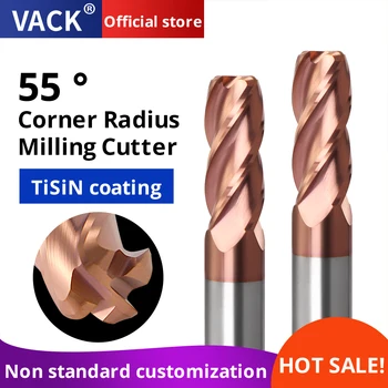 VACK HRC55 קרביד Endmill R זווית נתב ביטים סביב האף חותך טחינה סגסוגת טונגסטן פלדה כלי חיתוך CNC המכניות טחנת סוף