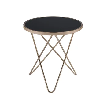 Valora השולחן, זכוכית שחור ושמפניה - Saltoro Sherpi 21.5 X 21.5 X 22 בסלון שולחן קפה שולחנות שולחן עגול