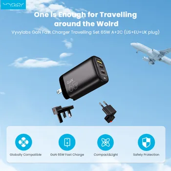 Vyvylabs 3 ב-1 מהיר מטען נייד טאבלט מטען USB C משטרת מהר לחייב עבור ה-Macbook Air עבור iPad עבור iPhone עבור Samsung Xiaom