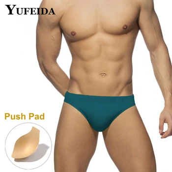 YUFEIDA מוצק צבע בגדי גברים מותן נמוכה בגד ים עם פוש משטח Mens אופנה בגדי ים ביקיני בקיץ ייבוש מהיר Beachwear