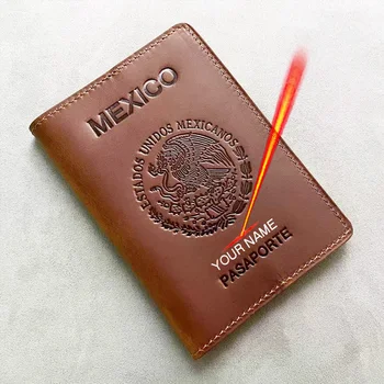 אישית עור אמיתי מקסיקו דרכון כיסוי סוס משוגע מקסיקני דרכון ארנק גברים עסק משפחתי מקרה בשביל דרכון