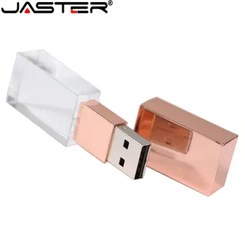 ג ' סטר Crystal USB, כונני פלאש 128GB חינם מותאם אישית לוגו מקל USB 64GB 32GB 8GB די רוז זהב מתנת החתונה כונן עט 16GB 4GB