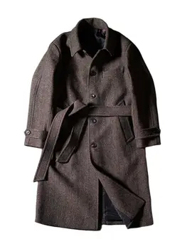 גברים אדרה טוויד Balmacaan המעיל עסקים אלגנטי בסגנון וינטג ' מעיל
