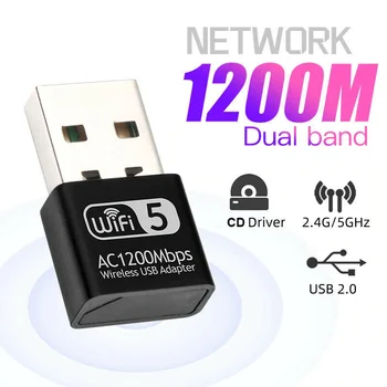 גודל קטן מתאם WiFi USB כרטיס רשת 5G Dual Band 802.11 ac 867Mbps עבור שולחן העבודה של Windows המחשב הנייד Wi-Fi אנטנת המקלט