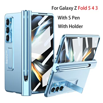 דיוק סדרת Samsung Galaxy Z קיפול 5 טלפון תיקים מתקפלים עם מעמד עם עט S מגנטי ציר Z קיפול 4 3 במקרה את הטלפון