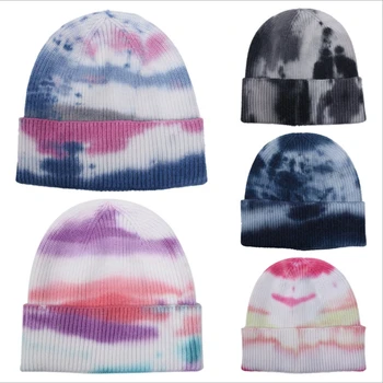 החורף לקשור צבע להתחמם יוניסקס Skullies כובעים חיצונית אופנה היפ הופ פס סתיו חורף כובע סקי, כובע