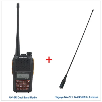 ווקי טוקי Dual Band Baofeng UV-6R 136-174MHz&400-520MHz Dual Band שני הדרך רדיו FM המשדר w/ האוזנייה & NA-771 אנטנה