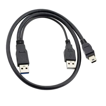 חדש USB 2.0 זכר + Mini 5 פינים זכר מארח OTG נתוני כוח-Y ספליטר כבלים נייד כונן קשיח HDD
