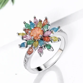 חדש האביב נקבה אביזרים צבעוניים קריסטל טבעת אצבע zirconia תכשיטים המתנה הטובה ביותר עבור נשים אופנה יוקרתי טבעות