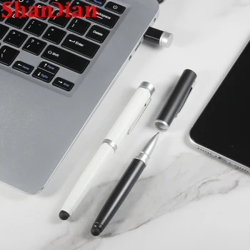 חדש כונן הבזק מסוג USB מסך מגע עט התקני אחסון מתכת לבנה מקל זיכרון עסקים יצירתיים מתנה עט כונן 64GB 16GB 32GB