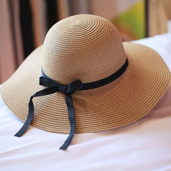 חדש לגברים ונשים הטבעי של פנמה כובע השמש הסרט חוף כובע UV ברים הסיטוניים הגנה רחב כובע כובע קש השמש כלים