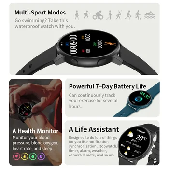חדש שעון חכם גברים מלא מסך מגע ספורט כושר לצפות IP67 עמיד למים Bluetooth עבור ios אנדרואיד smartwatch גברים+קופסא