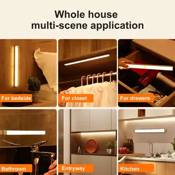 חיישן תנועה אור אלחוטית LED אורות ליל עיצוב חדר השינה של אור סוללת קיר בעיצוב מנורה מדרגות ארון חדר במעבר אור