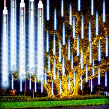 חיצוני LED מטאורים אורות נופל טיפת גשם פיות מחרוזת אור עמיד למים עבור מסיבת חג המולד גן קישוטי החג