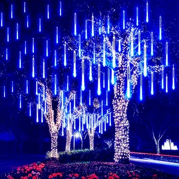 חיצוני LED מטאורים אורות נופל טיפת גשם פיות מחרוזת אורות חג המולד מסיבת גן קישוטי חג מנורת רחוב