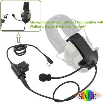 טקטי הגנת שמיעה אוזניות מתאם תואם ווקר גילוח אלקטרונית לכסות את האוזניים כולל מיקרופון ערכת U94PTT