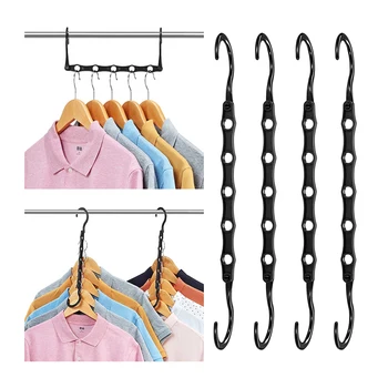לחיסכון במקום אחסון קולבים משולבת פלסטיק בגדים ארונות תקשורת רוטרי ארגונית קולבים 5 החור קסם בארון הבגדים ארגונית