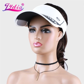 לידיה ספורט טניס פועל גולף כובע שיער מתולתל הארכת הגנת UV בייסבול מתכוונן כובעי הפאה הכובעים הקסדות טבעי גלי