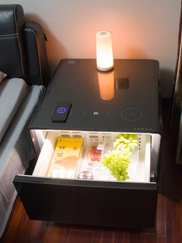 מולטי פונקציונלית חכמה השולחן שליד המיטה מקרר משולב קירור טעינה אלחוטית עם USB אור לצד המיטה בחדר השינה