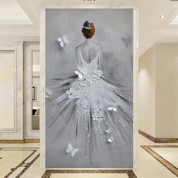 מותאם אישית ציור הקיר רומנטי היופי רקדנית ציור שמן הסלון פרוזדור כניסה מסעדה 3D אישיות אמנות קיר טפט